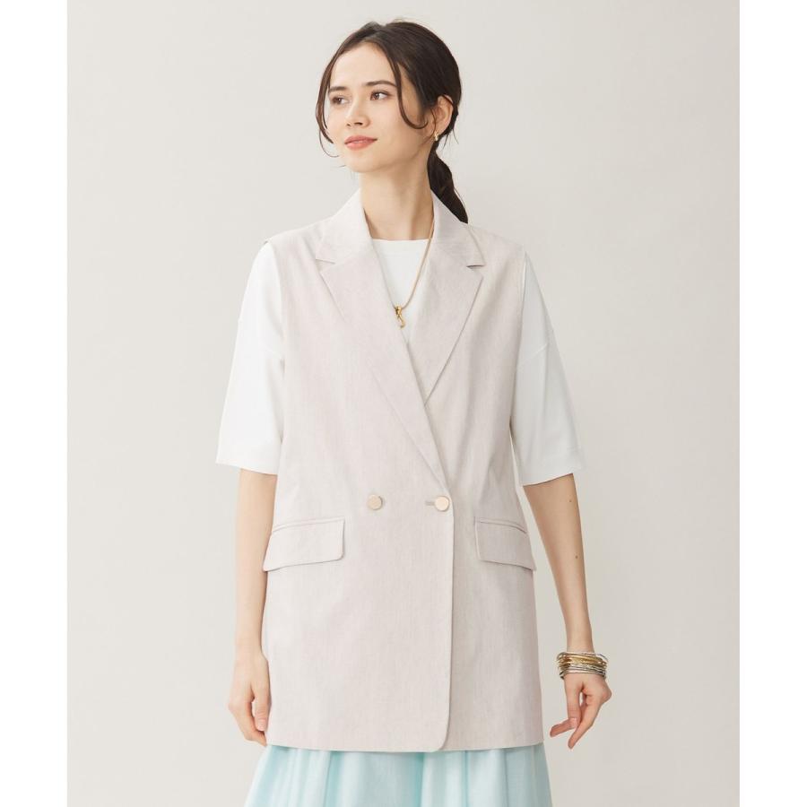 自由区 【セットアップ対応・洗える】リネンビスコースストレッチ ジレ - 画像 (2)