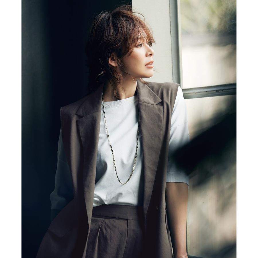 自由区 【セットアップ対応・洗える】リネンビスコースストレッチ ジレ - 画像 (4)