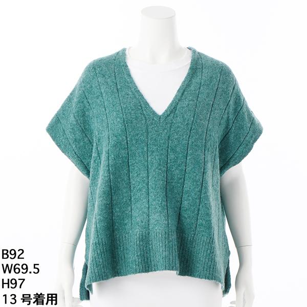 グリーンノート 針抜き柄ベスト〈7G〉【グリーンノート】【大きいサイズ】【13号・15号・19号】 - 画像 (2)