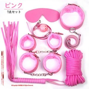 手錠 腕輪 手枷 足枷 7点セット SM かわいい ふわふわ おもちゃ 10点セット ファー 縄 鞭 ネックレス ピンク 紫 赤 黒 ハロウィン コスプレ セクシー halloween