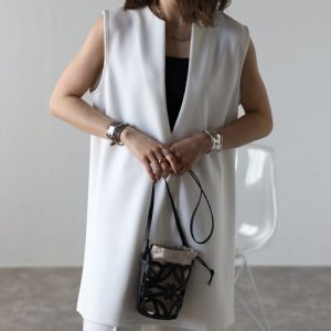 Bonjour Sagan ベスト ジレ ディープキーネックチュニックベスト レディース