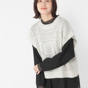 studio CLIP ベスト ジレ 5ゲージスクエアメランジベスト レディース