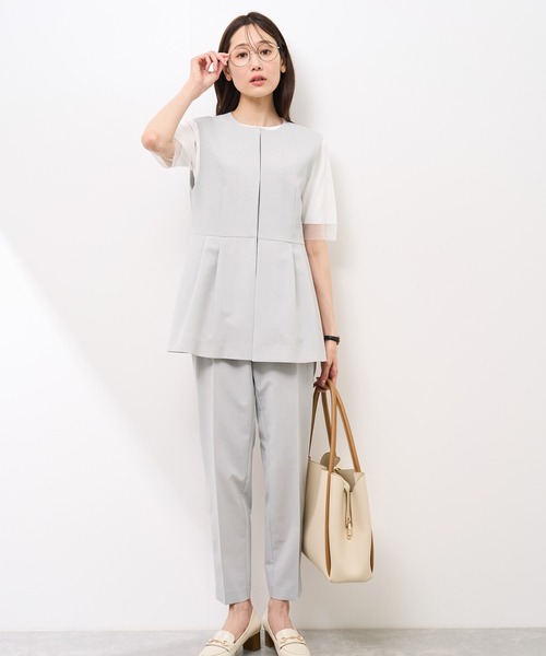 ROPE' PICNIC ベスト ジレ 「UV対応」「リネンライク・シリーズ」ペプラムジレベスト/通勤・セットアップ対応 レディース - 画像 (8)