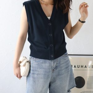 Bonjour Sagan 「Bonjour Sagan」 「ANDSEARCH」ニットベスト FREE ダークネイビー レディース