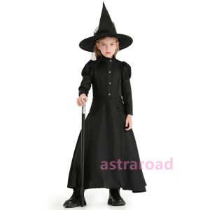 子供 魔女風 コスチューム 仮装 衣装 キャラクター ハット ワンピース 2点セット