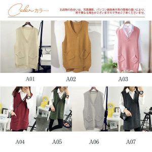 【大特価】ニット レディース ロング ス チョッキ Vネック ゆったり プルオーバー  ジレー セーター 無地 秋コーデ カジュアル 重ね着