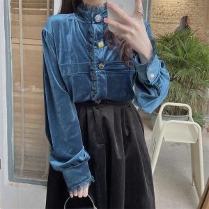 2color ベルベット レディース おしゃれ 可愛い アプリコット ブルー