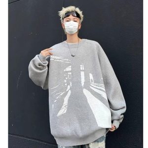 2color ニットトップス 男女兼用 メンズ ブラック グレー おしゃれ