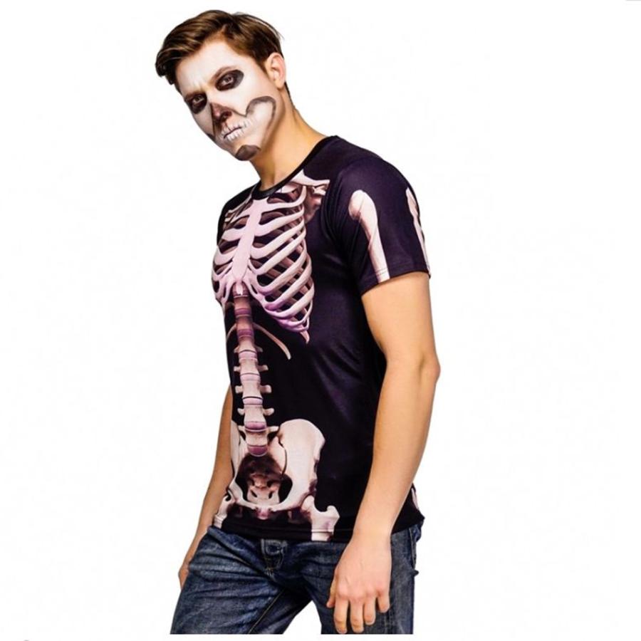 骸骨 Tシャツ コスプレ 衣装 ハロウィン おもしろ 骨 スケルトン メンズ レディース コスチューム パーティー グッズ - 画像 (2)