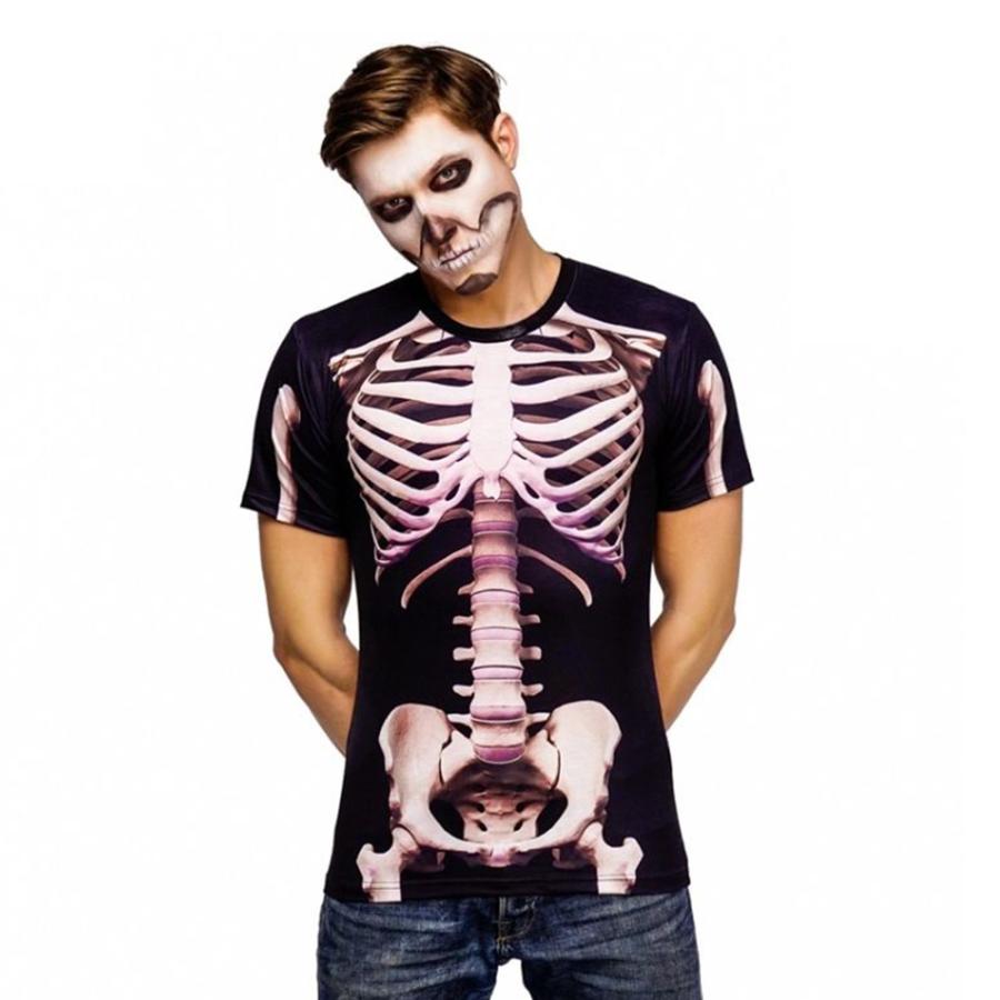 骸骨 Tシャツ コスプレ 衣装 ハロウィン おもしろ 骨 スケルトン メンズ レディース コスチューム パーティー グッズ - 画像 (3)