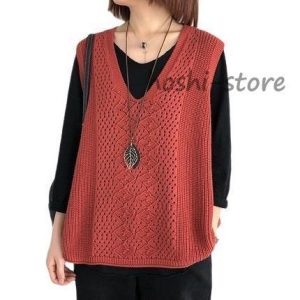 ！ニットベスト レディース チョッキ トップス Vネック 薄手 ゆったり プルオーバー ベスト ジレー セーター 無地 秋コーデ 重ね着 体型カバー 秋冬