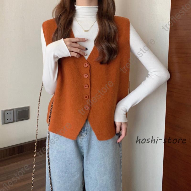 ニットベスト レディース ベスト Vネック チョッキ トップス ノースリーブ ゆったり 重ね着 プルオーバー セーター 春 通学 通勤 オフィス - 画像 (5)