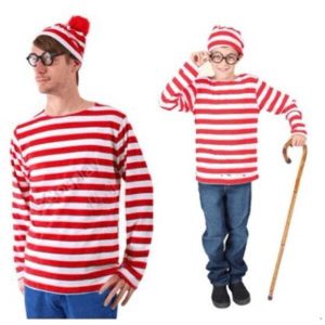 大量在庫 ウォーリーを探せ 3点セット クリスマス衣装 ボーダー コスプレ  コスチューム 仮装 クリスマス 衣装 子供 大人 ハロウィン