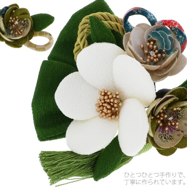 成人式 髪飾り 2点セット「緑色のリボン 白色のお花 房飾り」振袖髪飾り 袴髪飾り 前撮り (No.512<H>ss2506wkk10 - 画像 (3)