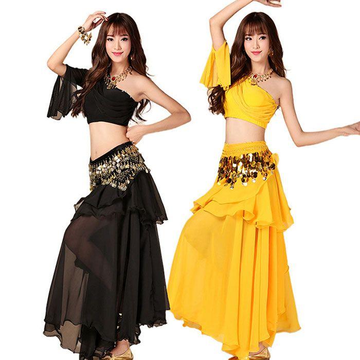 ベリーダンス セットアップ 衣装 ダンス衣装 レディース ダンス レッスン着 レッスンウェア 練習着 シフォン スパンコール ブラトップとスカート - 画像 (7)