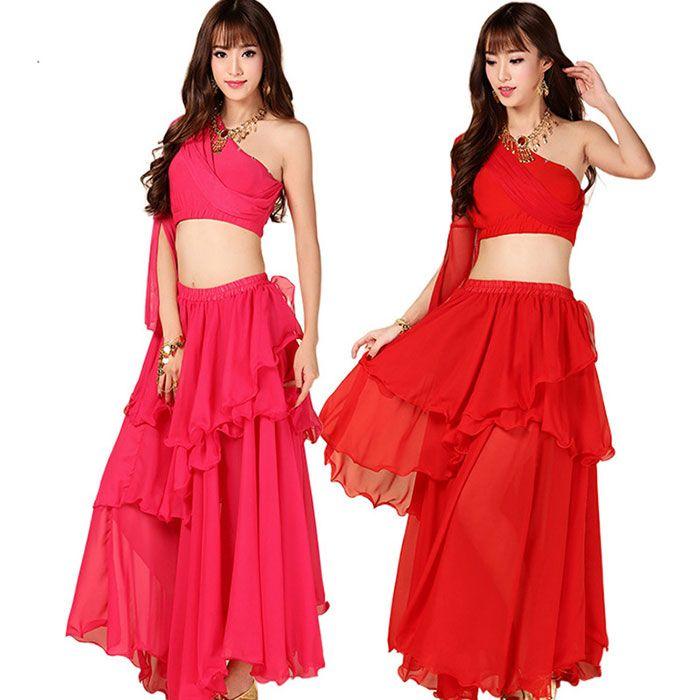 ベリーダンス セットアップ 衣装 ダンス衣装 レディース ダンス レッスン着 レッスンウェア 練習着 シフォン スパンコール ブラトップとスカート - 画像 (8)