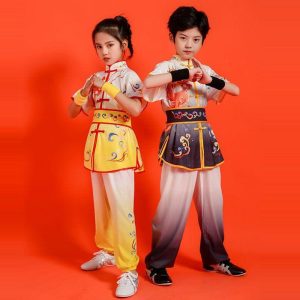 演舞服 上下セット サイズ 豊富 児童 キッズ 子供 から 大人 まで 表演服 カンフー服 演武服 武術 カンフー 舞台 ステージ 衣装 おしゃれ 龍 プリント 少林寺 武