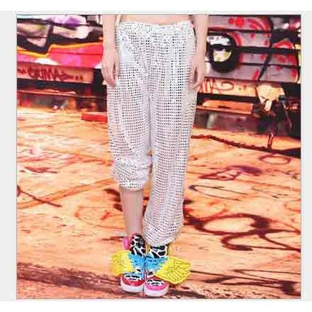 「即納」スパンコールパンツ ダンスパンツ レディース 大人 ジュニア ダンス衣装 ズボン きらきら ジャズスjazzヒップホップ 社交ダンス衣装 チアリーディングダ - 画像 (4)