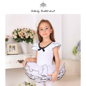 バレエレオタード バレエダンス 女の子 子供 キッズダンス 白 子供ダンス ダンス衣装 ワンピース 衣装 可愛い 学校 団体服 オールインワン 半袖 夏 チュチュ 練