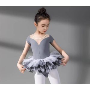 バレエレオタード バレエダンス キッズダンス 女の子 ワンピース オールインワン ダンス衣装 半袖 春夏 かわいい 子ども 子供ダンス 練習 競技 団体ウエア チュ