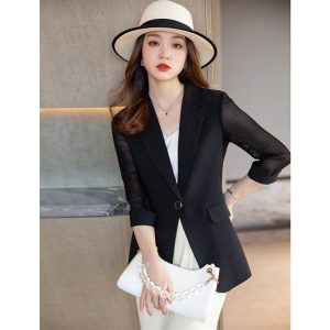 スーツジャケット テーラードジャケット 薄手 春夏 夏 ロング丈 カジュアル スーツ 通勤アウター ビジネス レディース エレガント 優雅 事務服 フォーマル OLオ