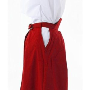 カラー袴 赤 上衣付き ホワイト×レッド 上下セット