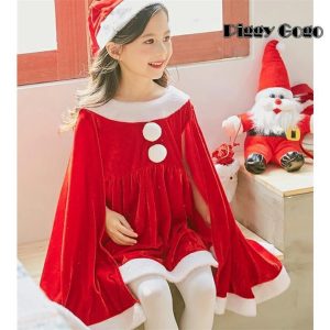 サンタ コスプレ衣装 女の子 ポンチョ サンタクロース サンタ服 キッズ クリスマス 衣装 2点セット フード付き コスチューム 仮装 演出服 子供服 可愛い