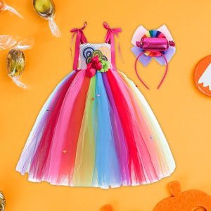 女の子のキャンディードレスカラフルなプリンセスドレスアップハロウィーンカーニバルフェスティバル130