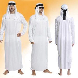 商人 ハロウィン コスプレ ドバイ アラブ アラビア 衣装 頭巾 髭 3点セット 首長 アラブの王子 仮装 アラブ服 中東 石油王 男性用 メ