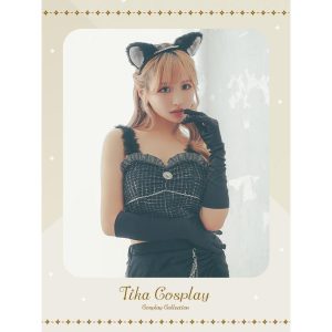 Tika ハロウィンコスプレ アニマル チェックビスチェ タイトギャザー スカート セットアップ ラグジュアリー 猫アニマル 5点セット