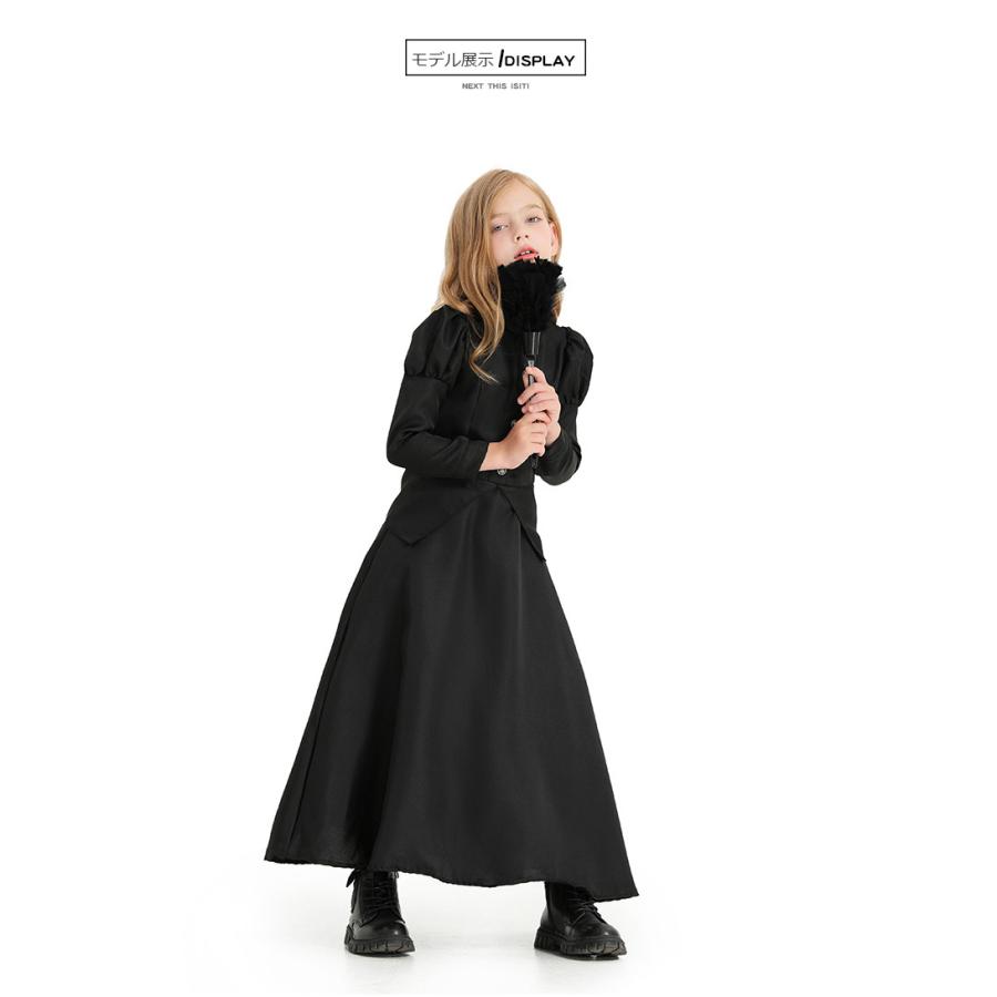 子供 魔女風 コスチューム ハロウィン 仮装 衣装 キャラクター ハット ワンピース 2点セット - 画像 (4)