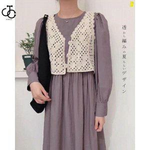 レディース ビスチェ 春夏 サマーニット レース おしゃれ カギ編み ニット レイヤード