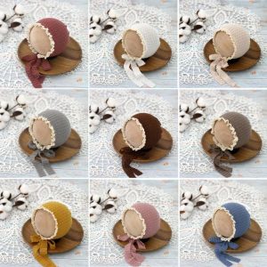 ボンネット ベビー帽子 ニューボーンフォト 帽子単品 ワッフル柄 ニット 赤ちゃん 新生児 コスチューム 可愛い 幼児 児童 ファッション小物 雑貨 おし